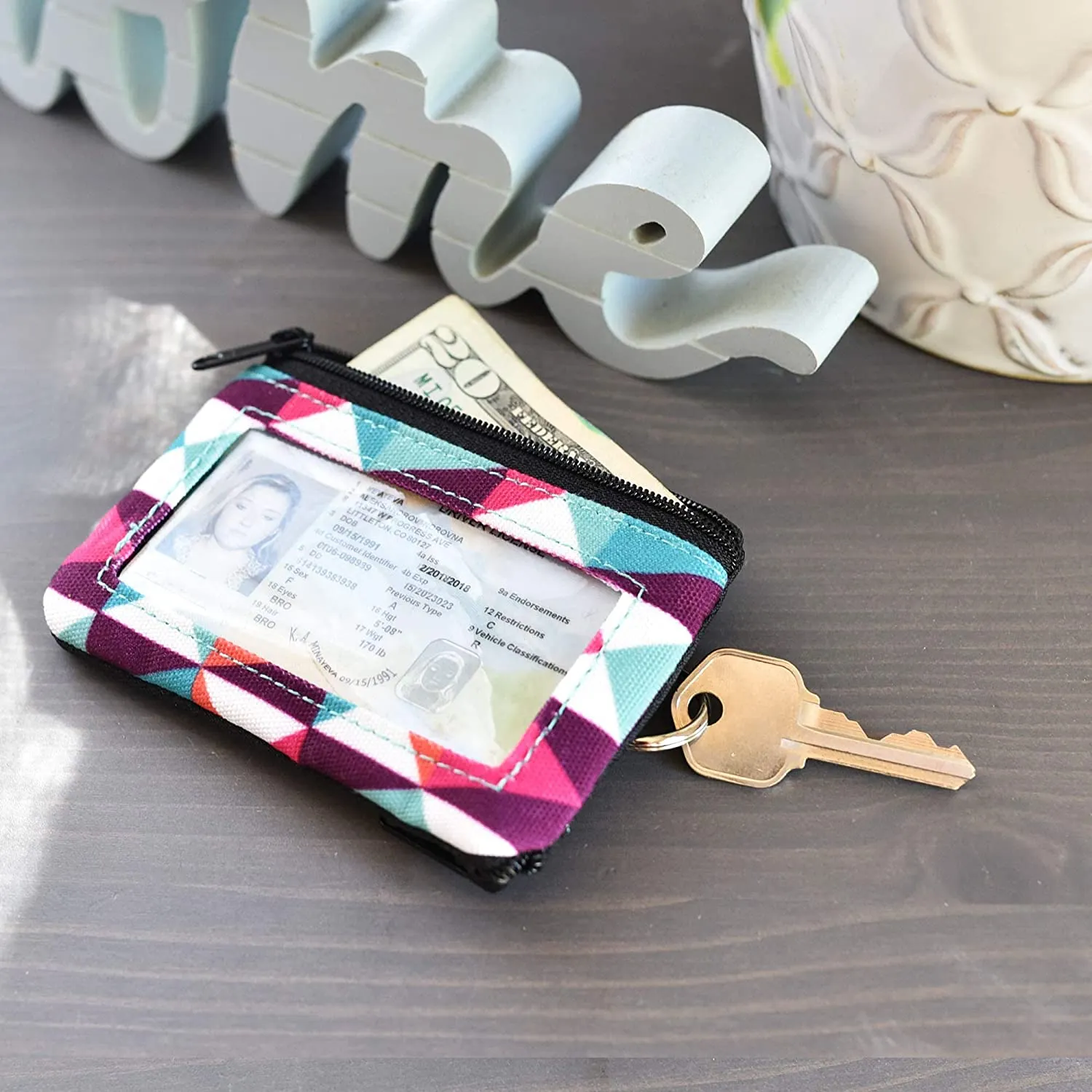 Ambry GoWallet, Lightweight Minimalist Surf Wallet with Zipper and Keychain