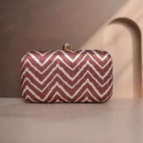 Artklim Brown And White Zigzag Printed Clutch