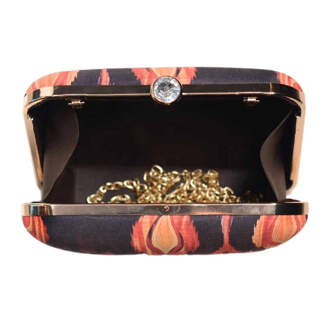 Black Based Multicoloured Ikkat Printed Clutch