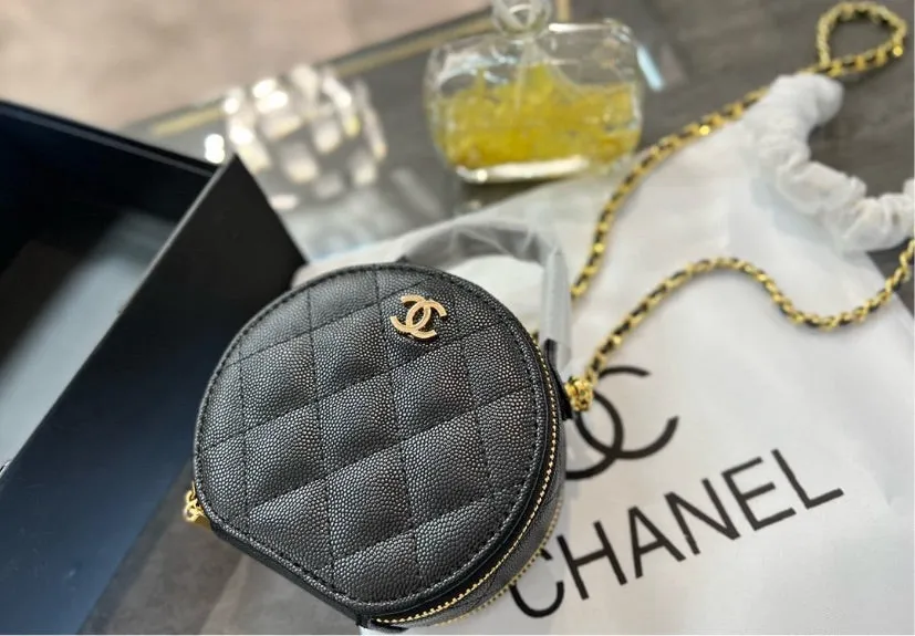 Black leather Chanel crossbody