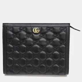 Black Leather GG Clutch