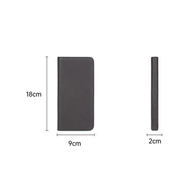 Black Leather Minimalist Wallet - Men's & Women's Long Bifold Wallet NZ