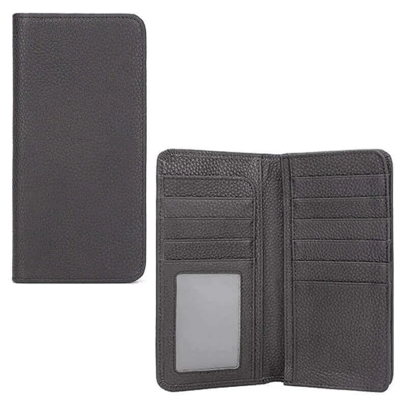 Black Leather Minimalist Wallet - Men's & Women's Long Bifold Wallet NZ