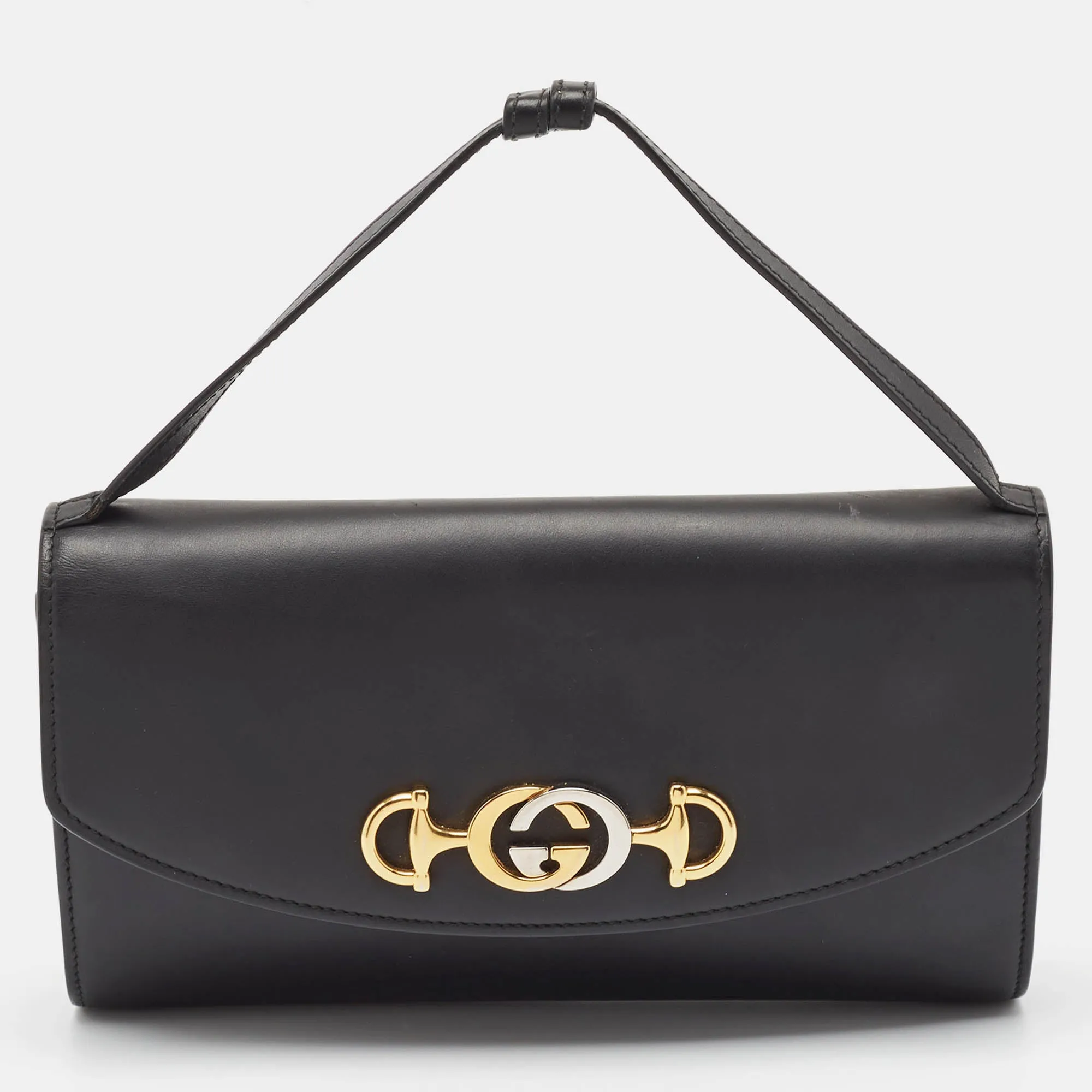 Black Leather Zumi Clutch Bag