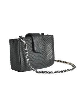 Black Python Crossbody Clutch