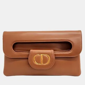 Brown Leather Medium Clutch Bag