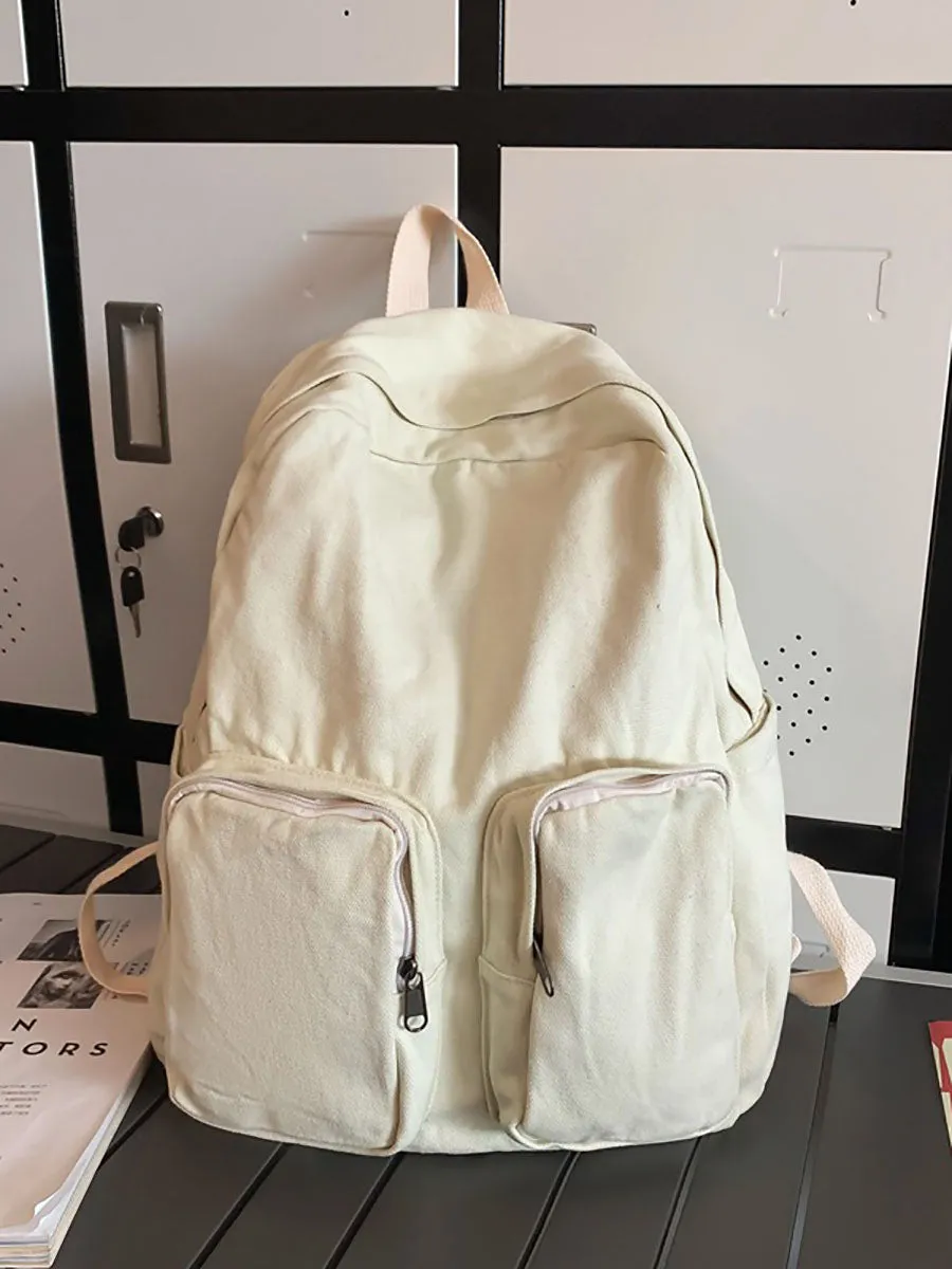 Casual Solid Canvas Large Capacity Couple Backpack