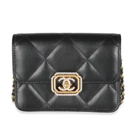 CHANEL Black Quilted Calfskin Strass Mini New Bag