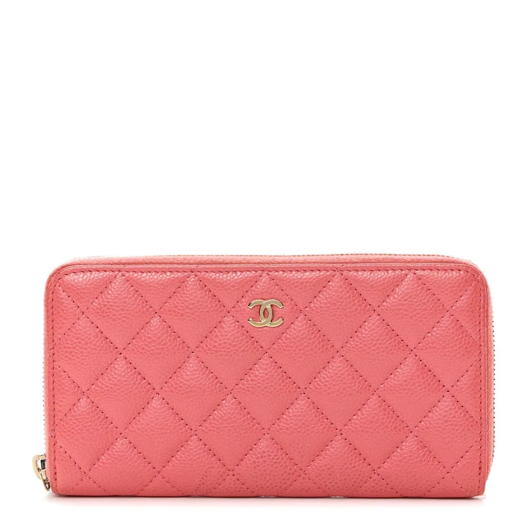 CHANEL CAVIAR QUILTED LARGE GUSSET ZIP AROUNT WALLET