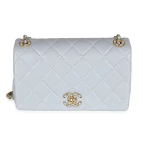 CHANEL Lilac Quilted Lambskin Woven CC Full New Bag