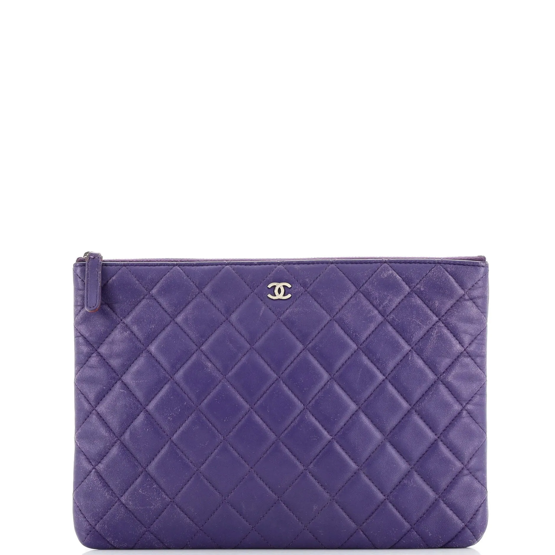 CHANEL O Case Clutch Quilted Lambskin Medium