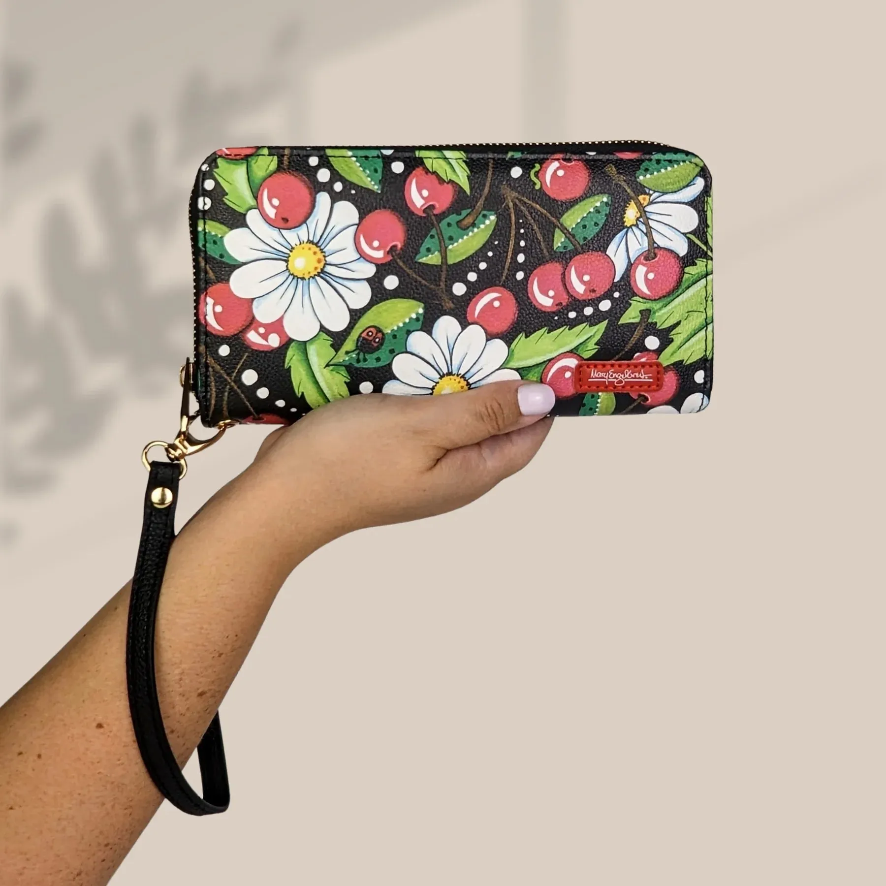 Cherry Daisy Wristlet