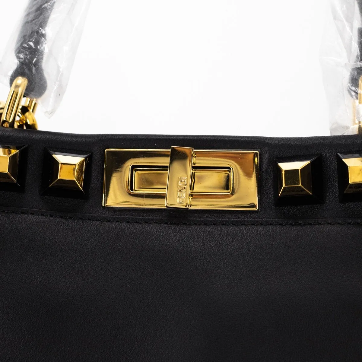 Fendi Peekaboo Medium Calfskin Studded Black GHW