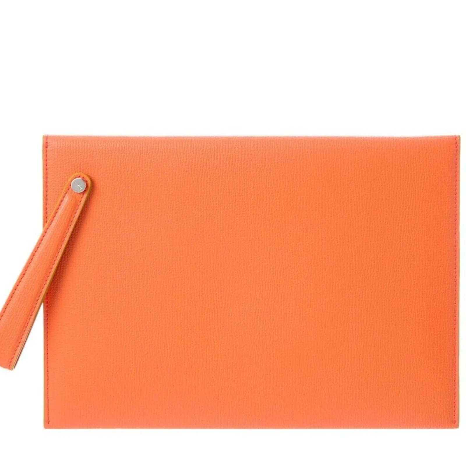 Ferragamo Women's Gancini Logo Leather Clutch Wristlet pouch Orange