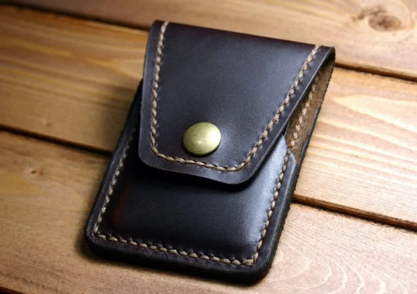 Front Pocket Minimalist Wallet, Brown W/ Snap