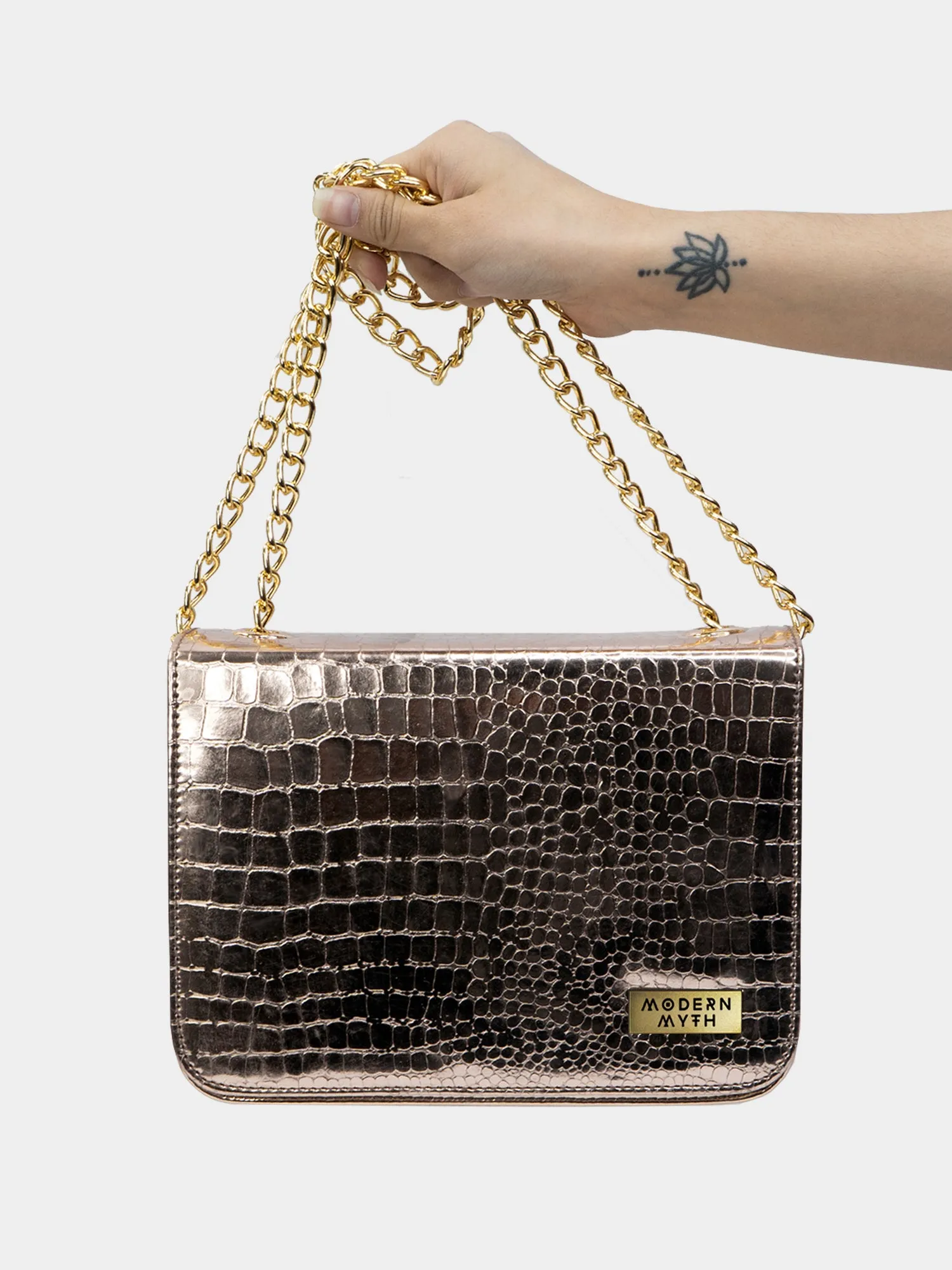 Golden Era Crocodile Pebble Embossed Handbag | Modern Myth