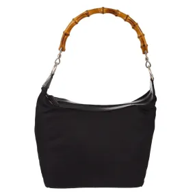 Gucci Black Bamboo Hobo Handbag