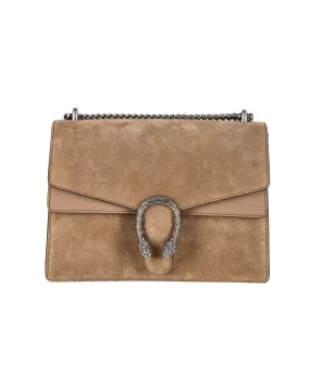 Gucci Medium Dionysus Chain Handbag in Beige Suede