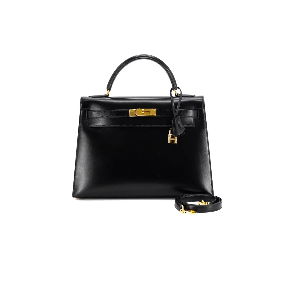 Hermes Kelly 32 Noir Box Calf