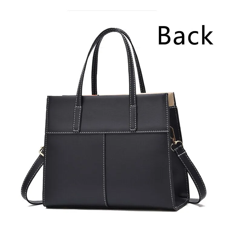 Large-Capacity Tote Patchwork Handbag With Shoulder Strap Women's