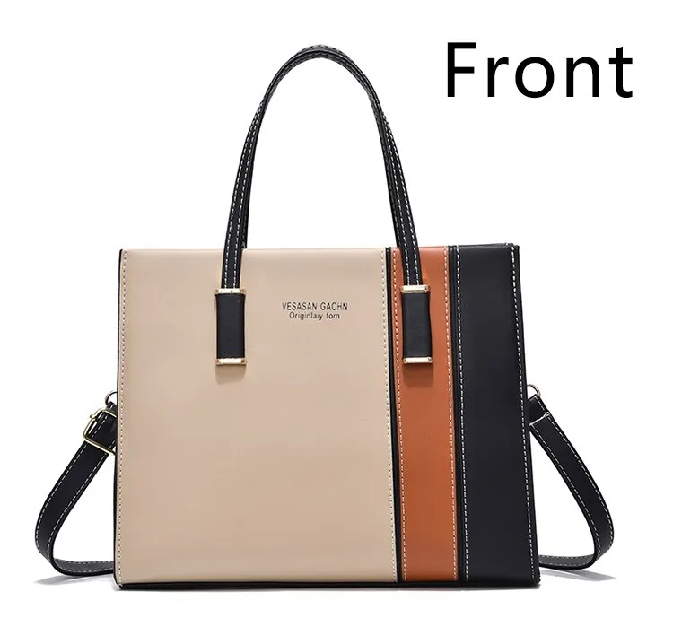 Large-Capacity Tote Patchwork Handbag With Shoulder Strap Women's