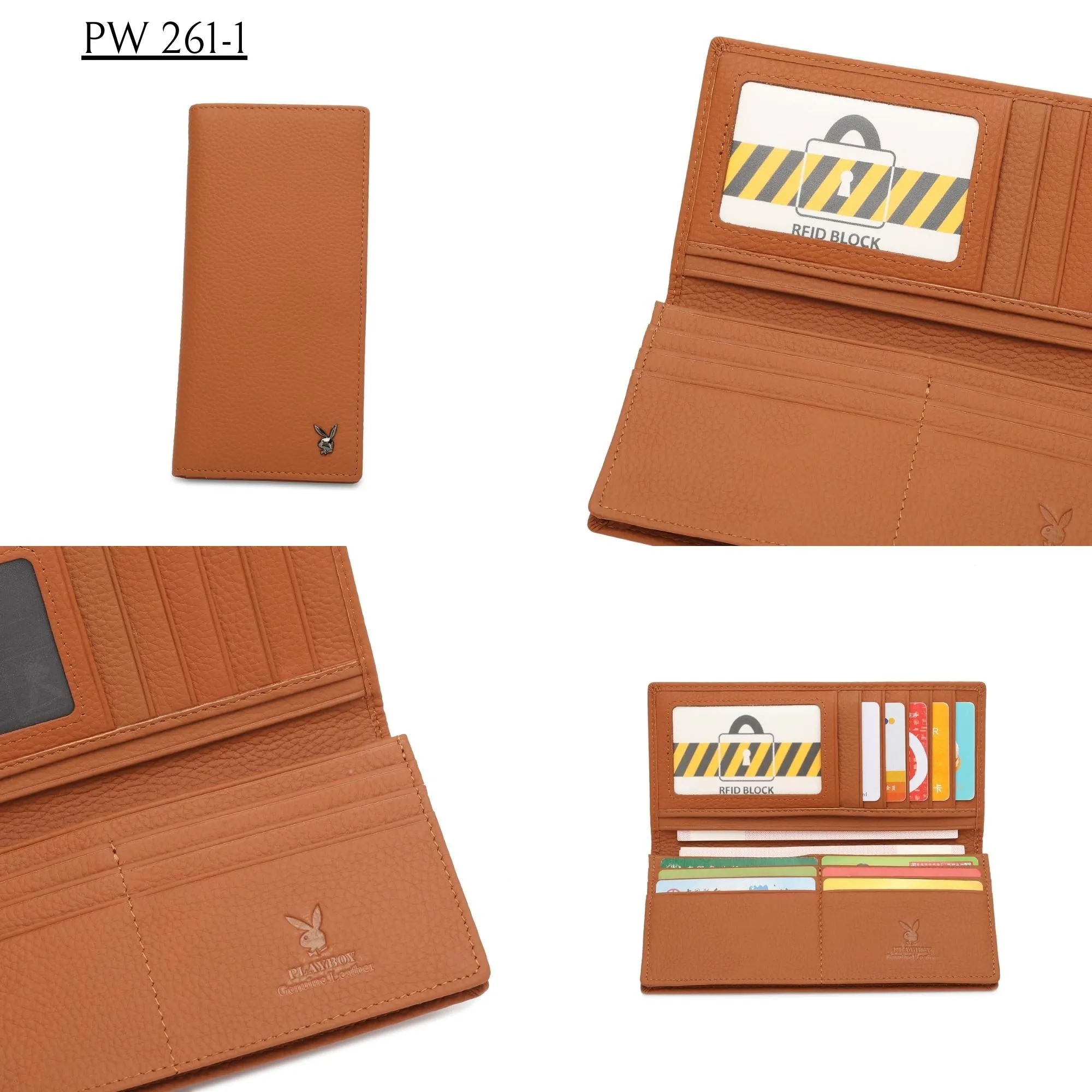 Men's Genuine Leather RFID Blocking Bi Fold Long / Short Wallet - PW 261