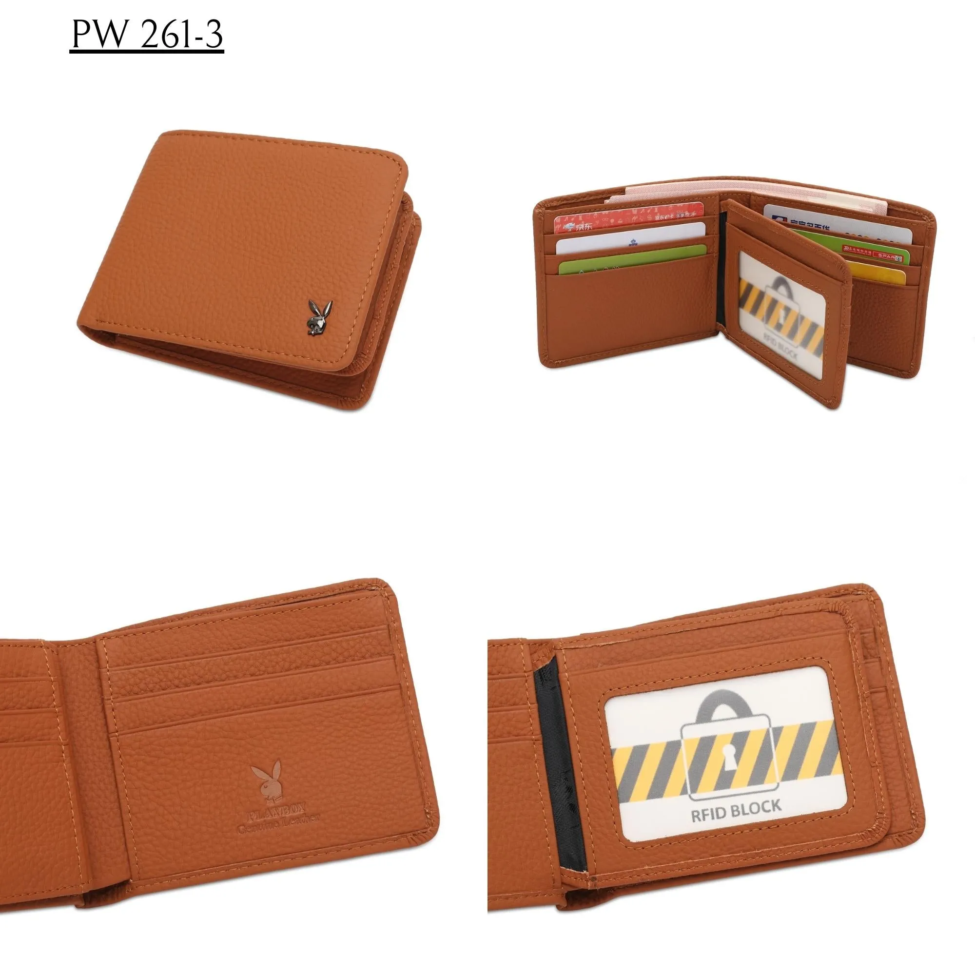 Men's Genuine Leather RFID Blocking Bi Fold Long / Short Wallet - PW 261