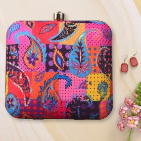 Paisley Abstract Printed Fabric Clutch