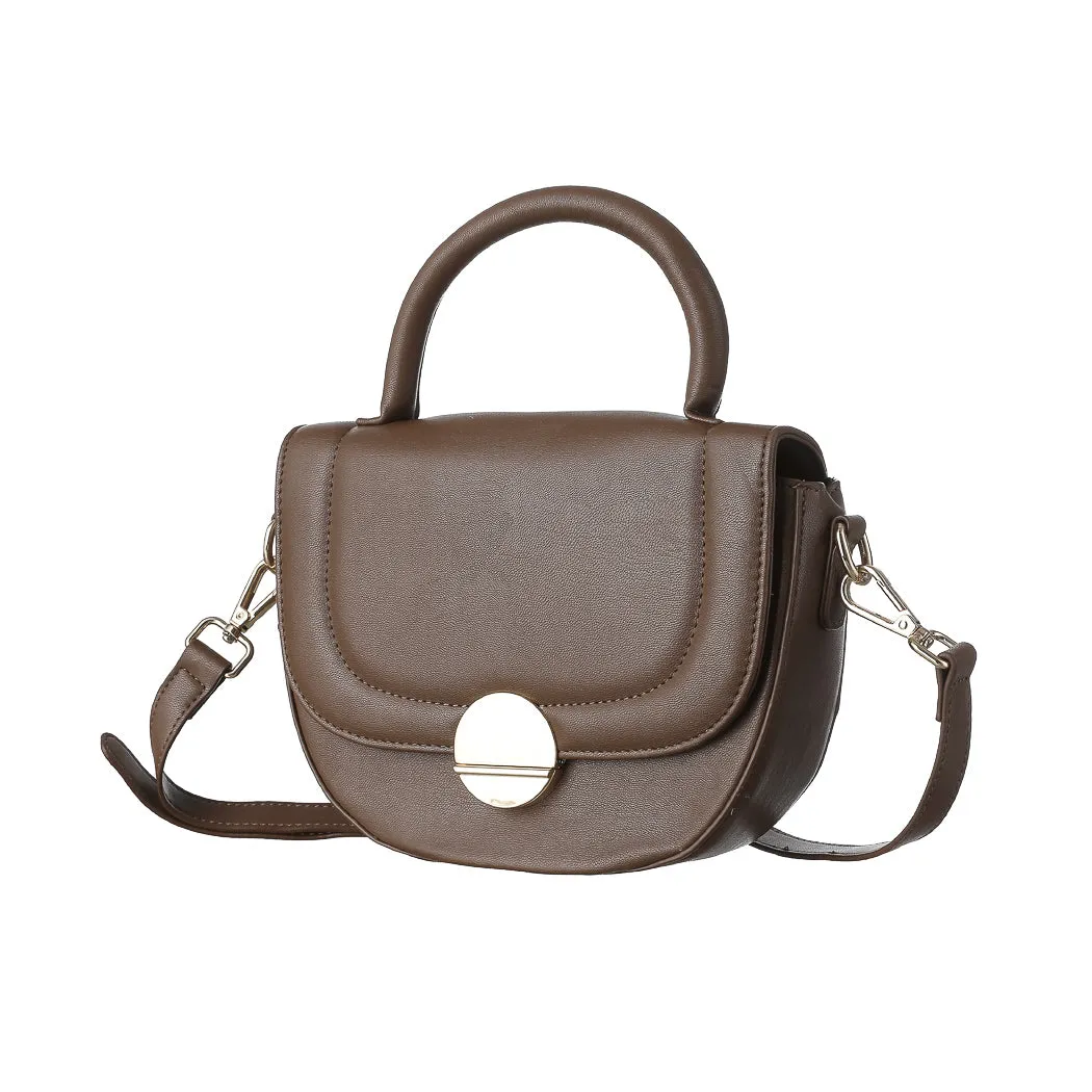 Retro Detachable Half Moon Crossbody Handbag with Flap (Khaki)