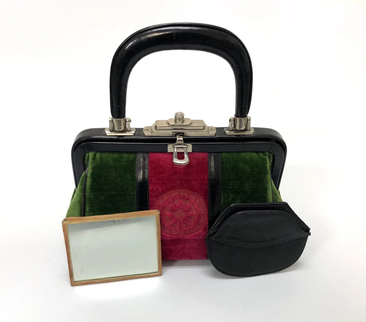 Roberta di Camerino Red and Green Velvet Doctor’s Bag