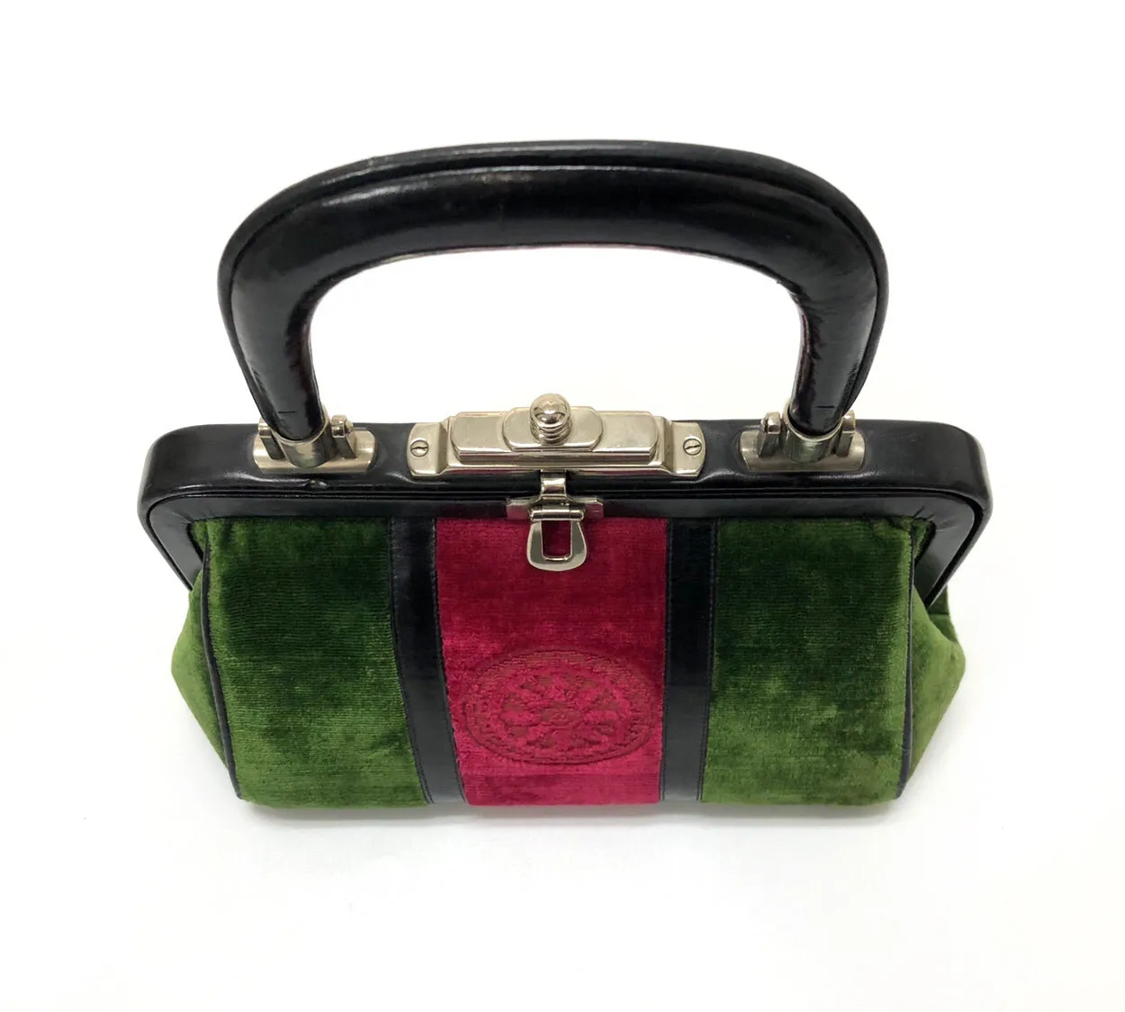 Roberta di Camerino Red and Green Velvet Doctor’s Bag